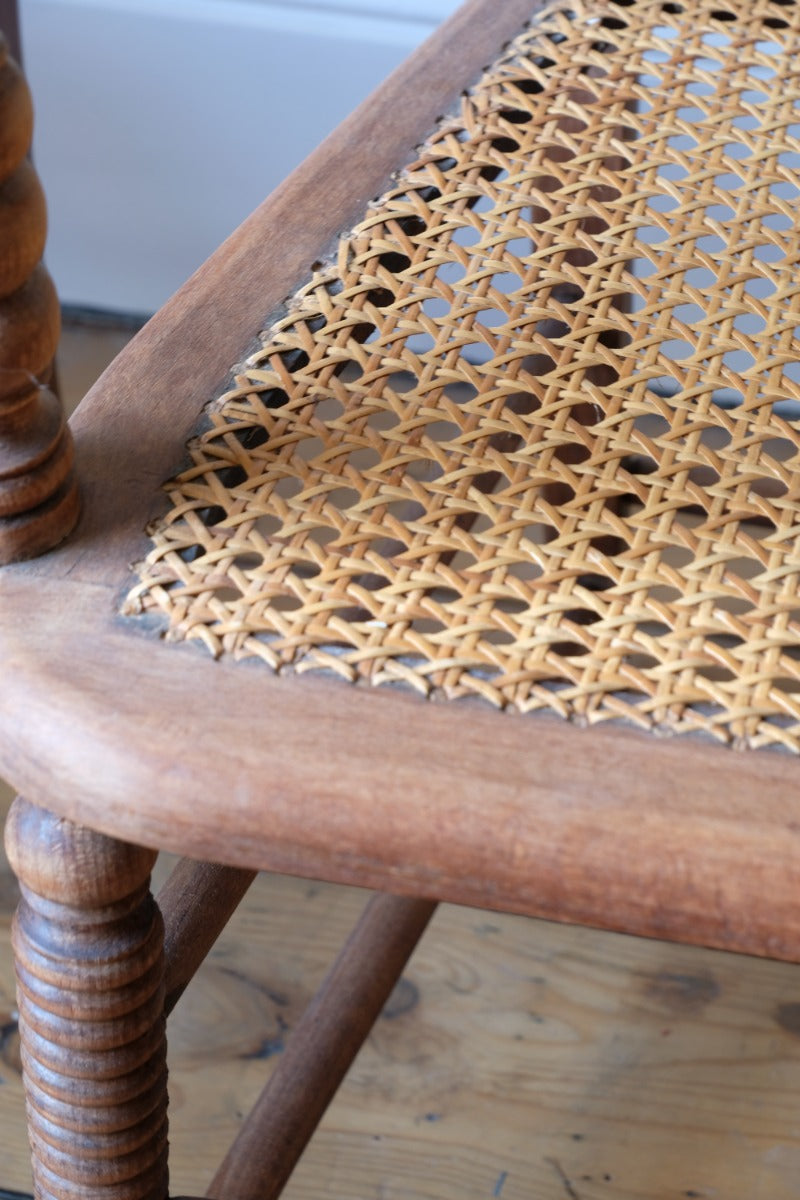 Pair Regency Armchairs With Brass Inlay & Cane Seats