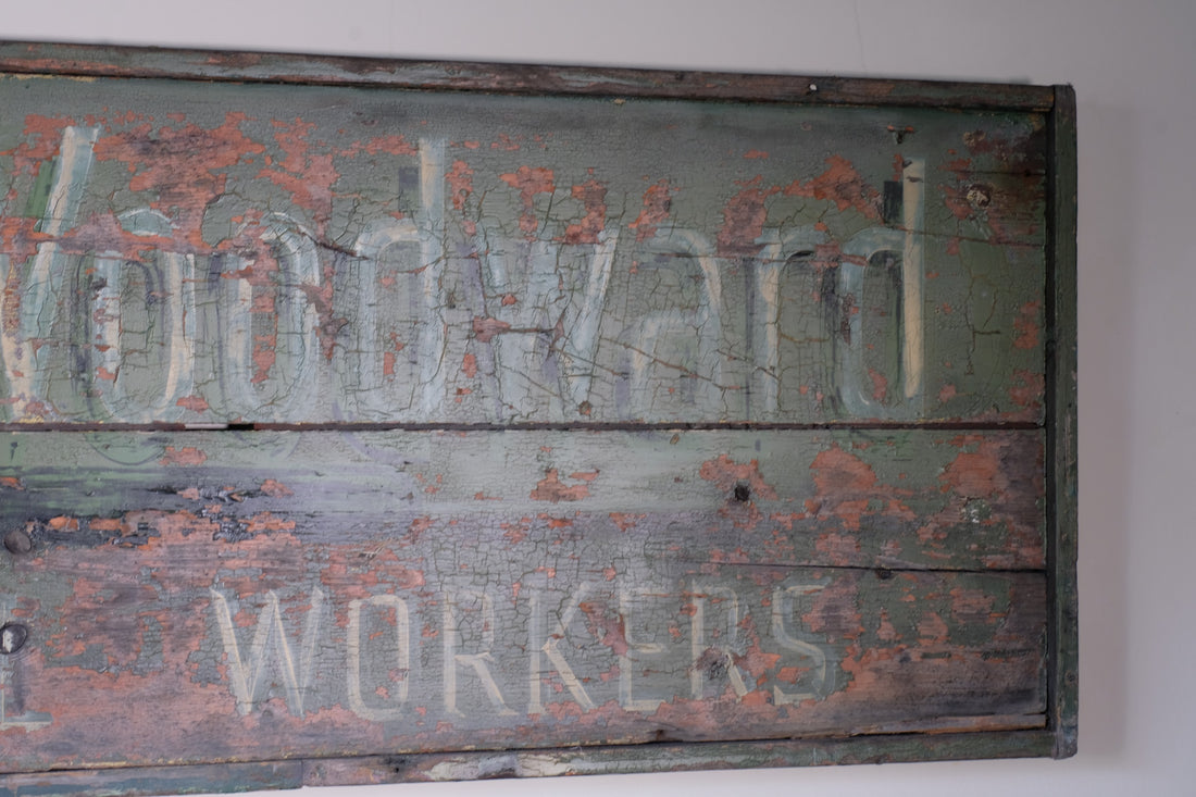 Vintage Mid-Century Hand-Painted Advertising Sign – Rare Distressed Original