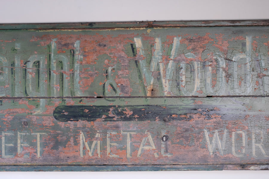 Vintage Mid-Century Hand-Painted Advertising Sign – Rare Distressed Original