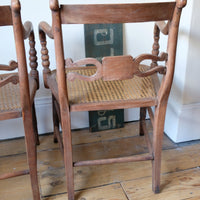 Pair Regency Armchairs With Brass Inlay & Cane Seats