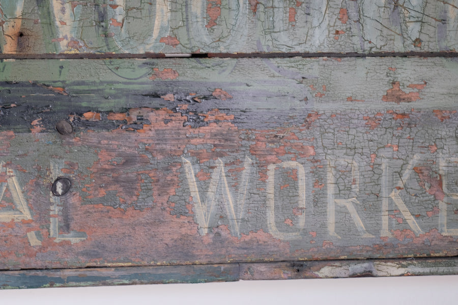 Vintage Mid-Century Hand-Painted Advertising Sign – Rare Distressed Original