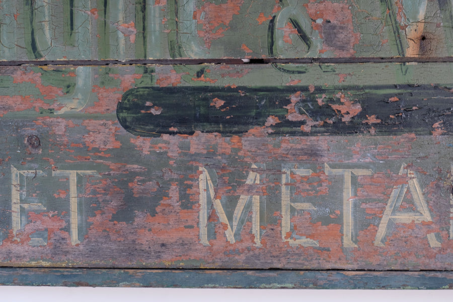 Vintage Mid-Century Hand-Painted Advertising Sign – Rare Distressed Original