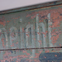 Vintage Mid-Century Hand-Painted Advertising Sign – Rare Distressed Original