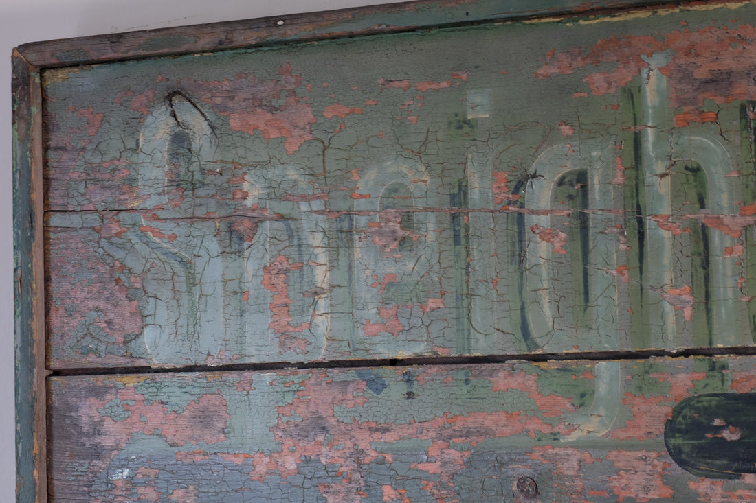 Vintage Mid-Century Hand-Painted Advertising Sign – Rare Distressed Original