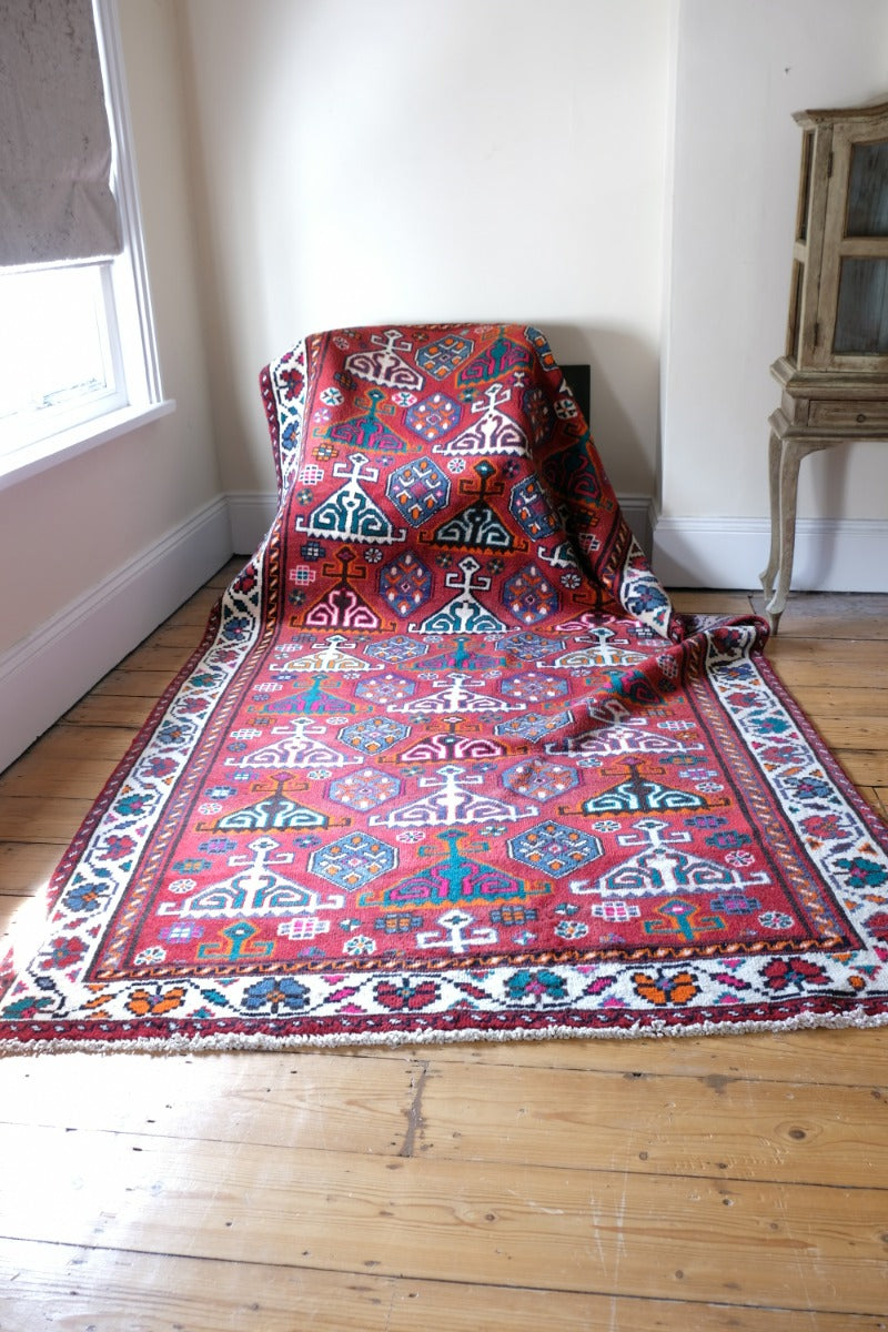 Middle Eastern Highly Decorated Vintage Rug Circa 1950's