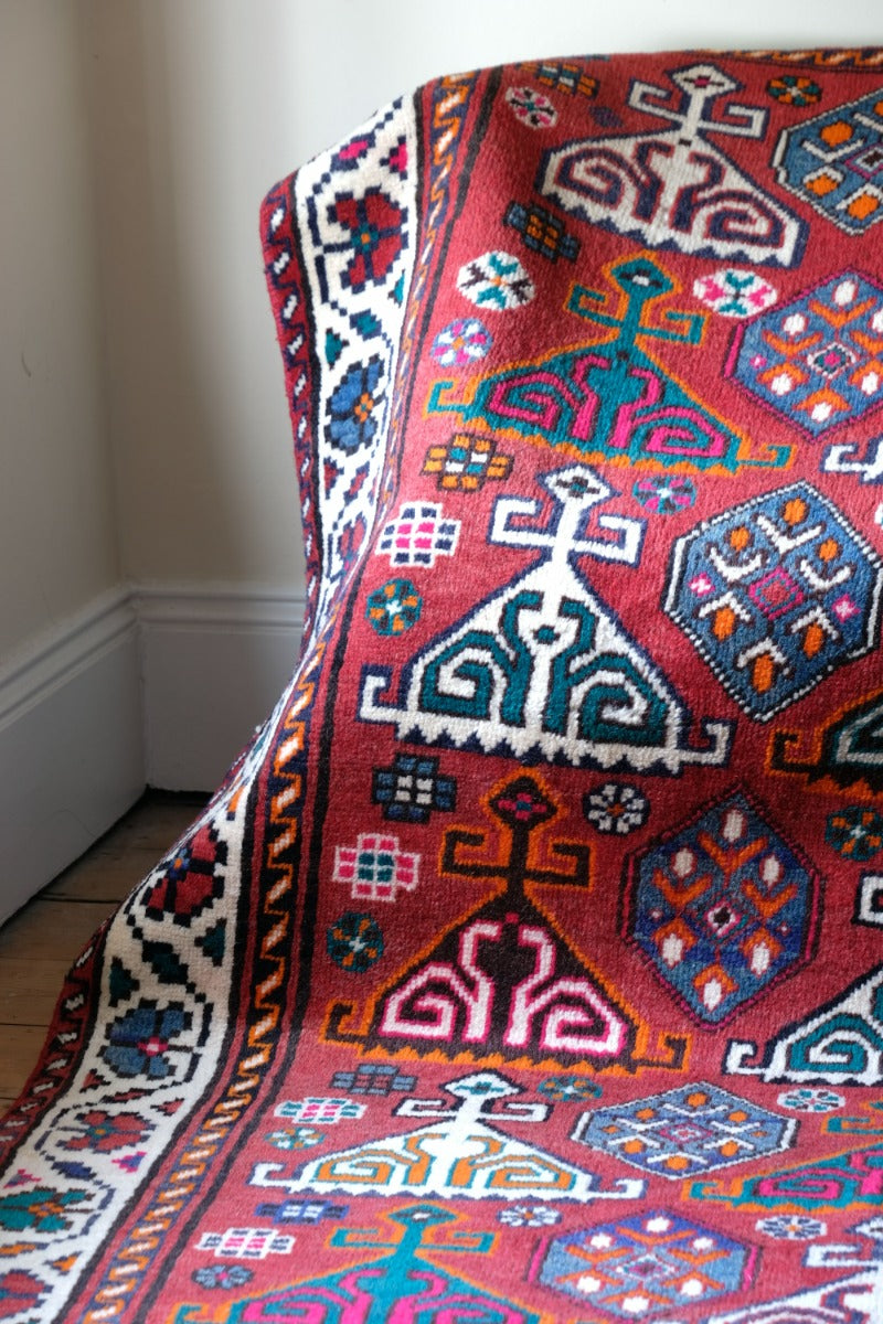 Middle Eastern Highly Decorated Vintage Rug Circa 1950's