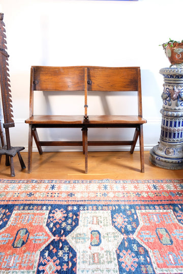 Antique Oak Folding Chapel Saddle Seat Bench Circa 1910