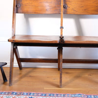 Antique Oak Folding Chapel Saddle Seat Bench Circa 1910
