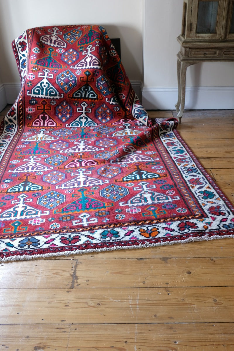 Middle Eastern Highly Decorated Vintage Rug Circa 1950's