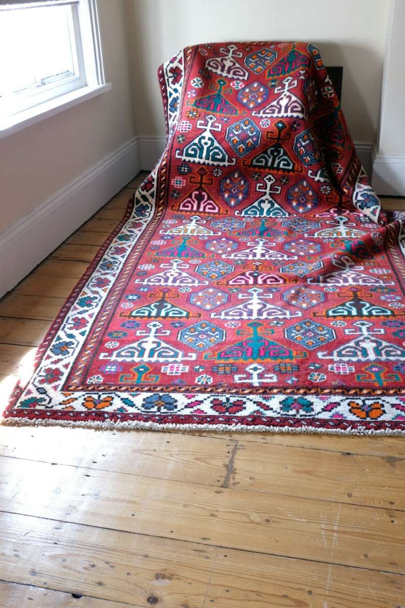 Middle Eastern Highly Decorated Vintage Rug Circa 1950's