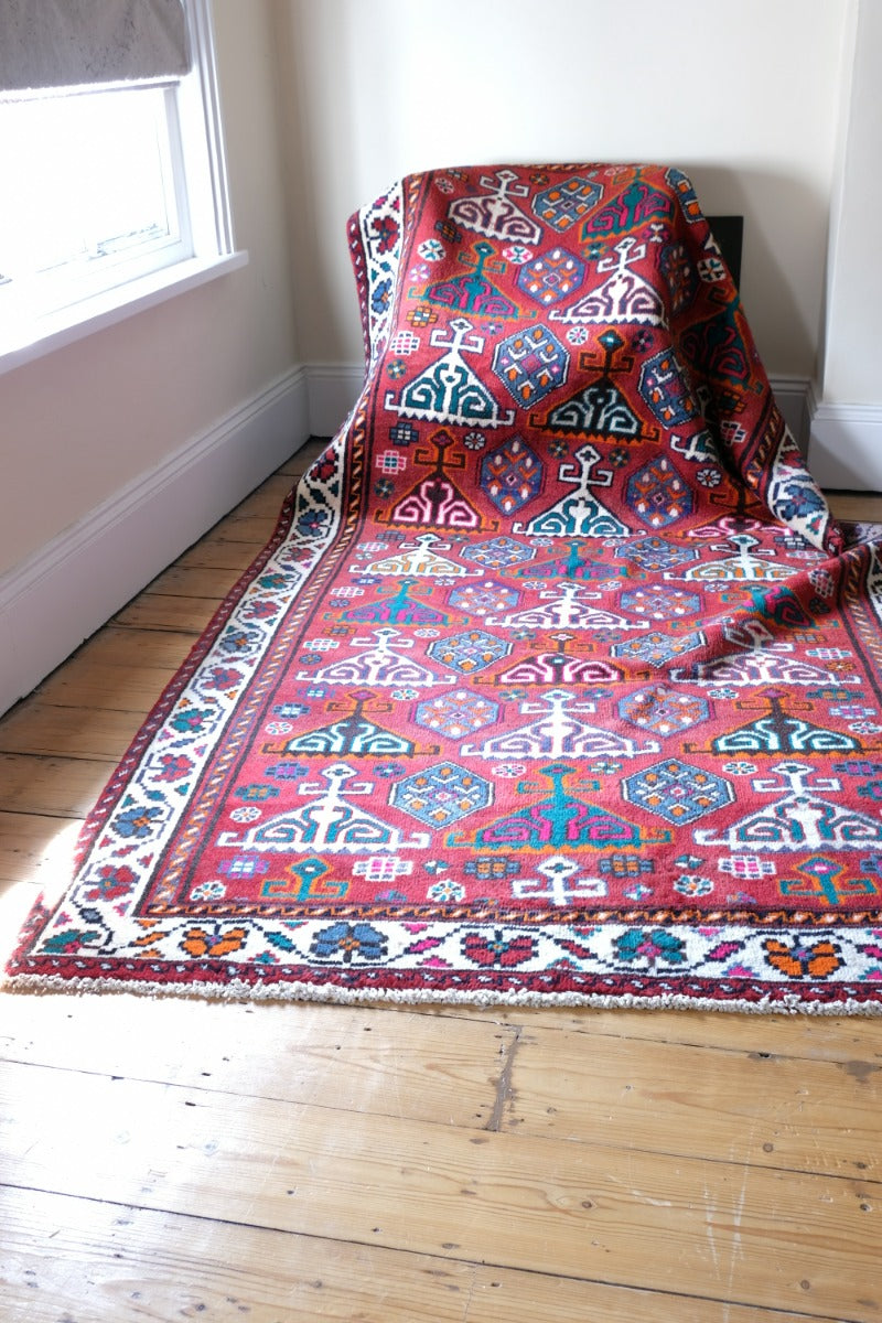 Middle Eastern Highly Decorated Vintage Rug Circa 1950's