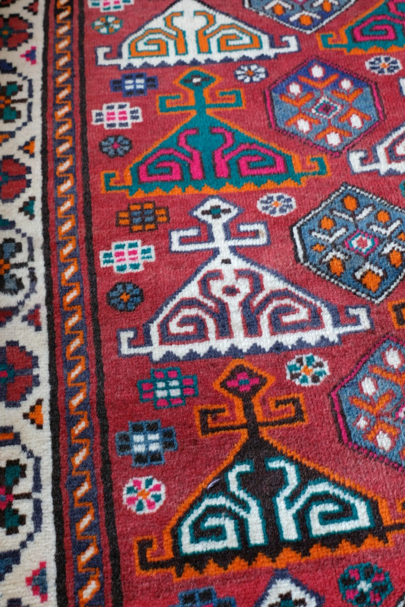 Middle Eastern Highly Decorated Vintage Rug Circa 1950's