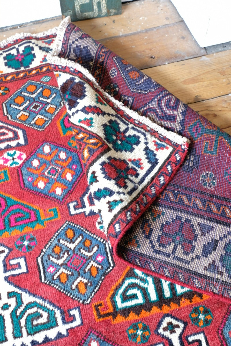 Middle Eastern Highly Decorated Vintage Rug Circa 1950's