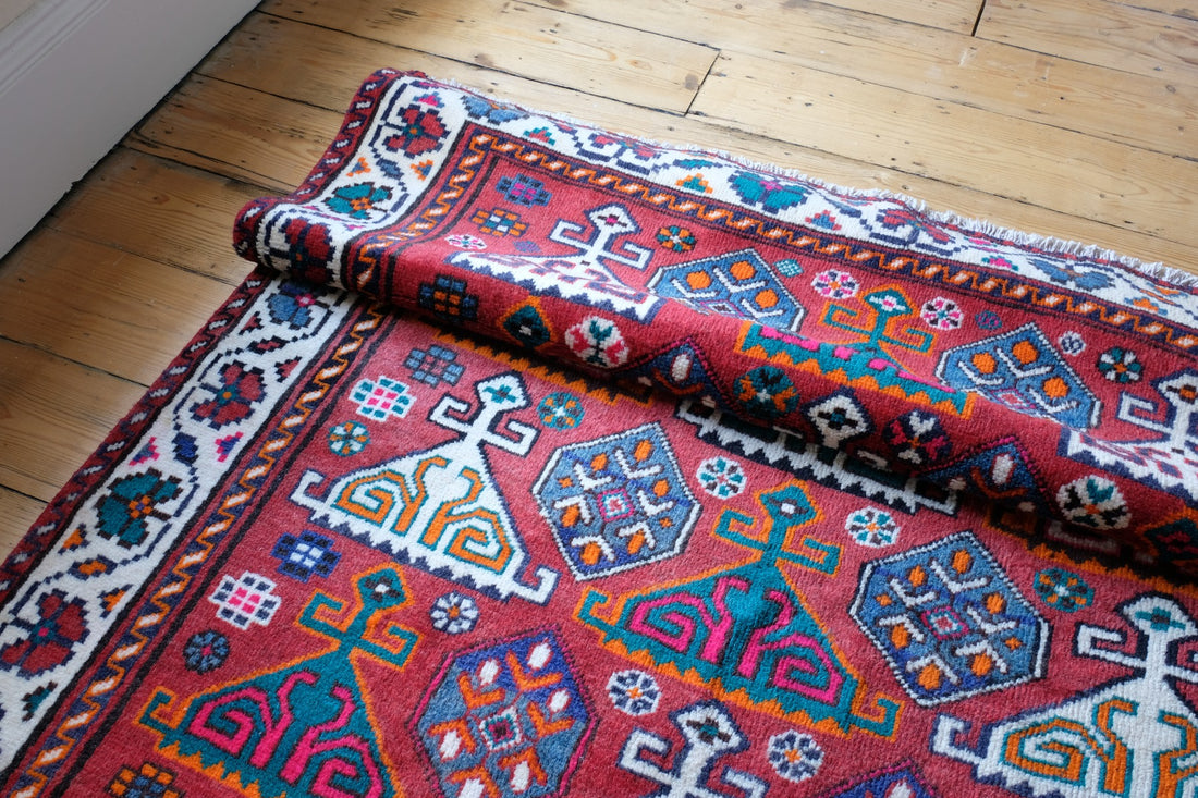 Middle Eastern Highly Decorated Vintage Rug Circa 1950's