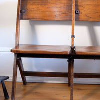 Antique Oak Folding Chapel Saddle Seat Bench Circa 1910