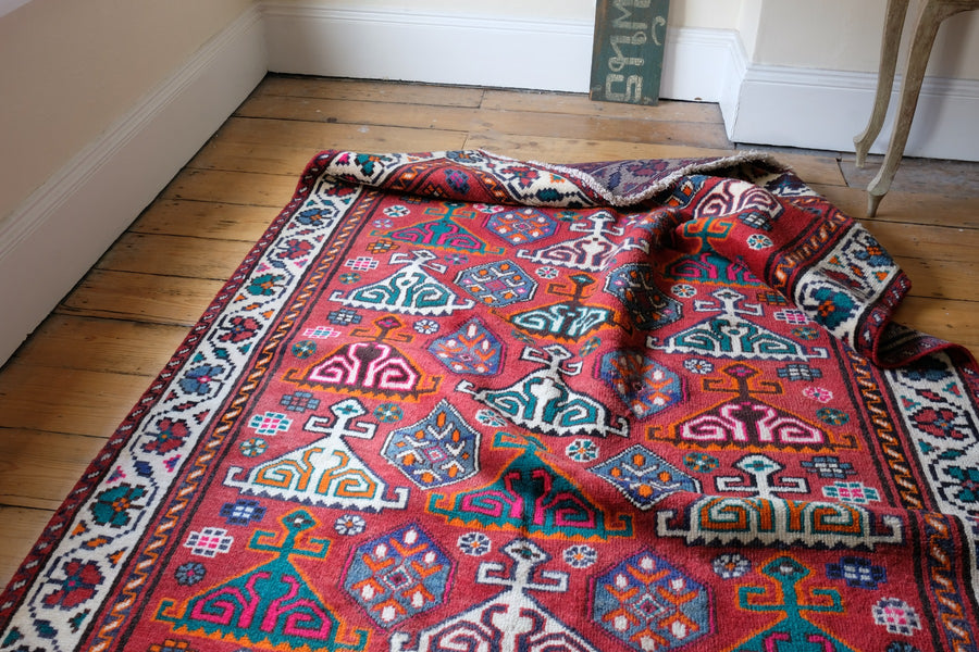 Middle Eastern Highly Decorated Vintage Rug Circa 1950's