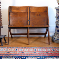 Antique Oak Folding Chapel Saddle Seat Bench Circa 1910