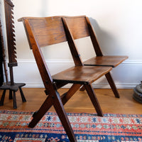 Antique Oak Folding Chapel Saddle Seat Bench Circa 1910