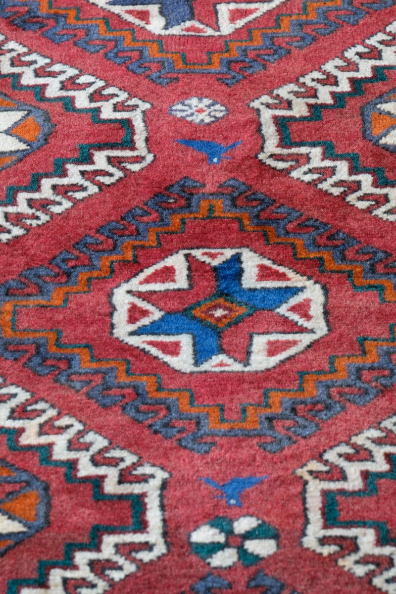 Vintage Middle Eastern Wool Multi coloured Rug With Geometric Designs