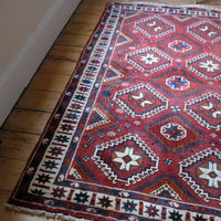 Vintage Middle Eastern Wool Multi coloured Rug With Geometric Designs