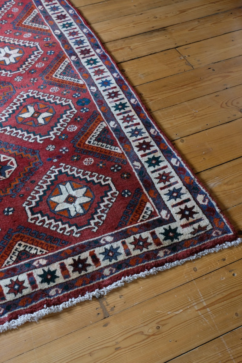 Vintage Middle Eastern Wool Multi coloured Rug With Geometric Designs