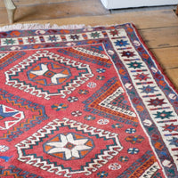 Vintage Middle Eastern Wool Multi coloured Rug With Geometric Designs