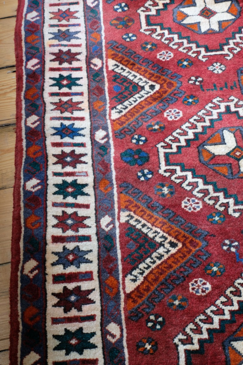 Vintage Middle Eastern Wool Multi coloured Rug With Geometric Designs