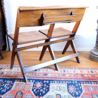 Antique Oak Folding Chapel Saddle Seat Bench Circa 1910