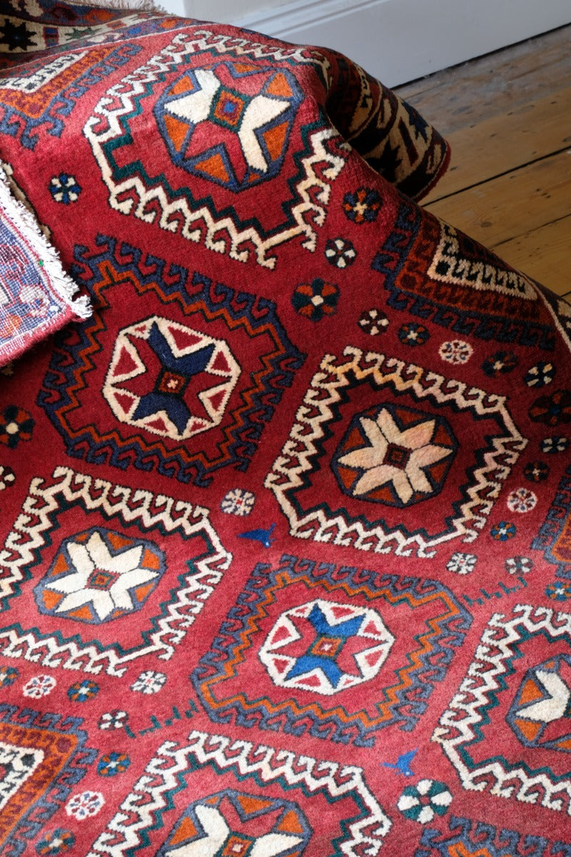 Vintage Middle Eastern Wool Multi coloured Rug With Geometric Designs