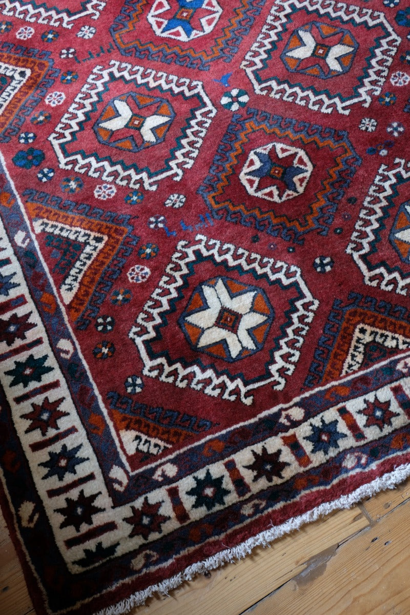 Vintage Middle Eastern Wool Multi coloured Rug With Geometric Designs