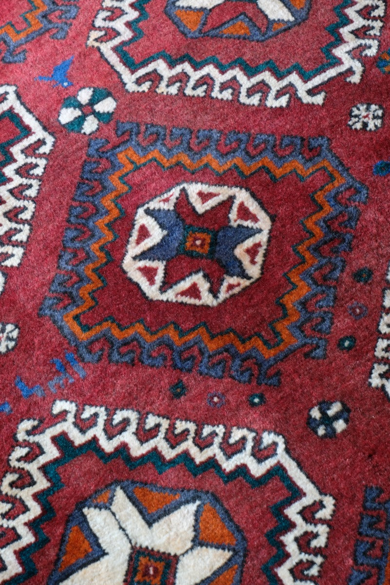 Vintage Middle Eastern Wool Multi coloured Rug With Geometric Designs