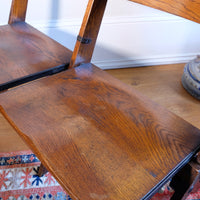 Antique Oak Folding Chapel Saddle Seat Bench Circa 1910