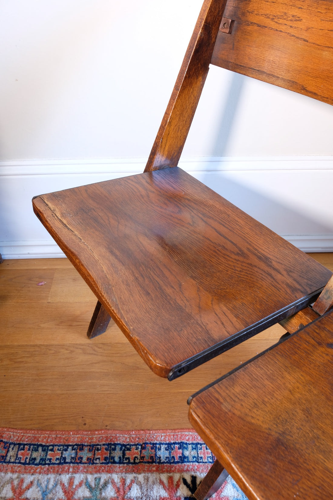 Antique Oak Folding Chapel Saddle Seat Bench Circa 1910