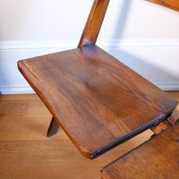 Antique Oak Folding Chapel Saddle Seat Bench Circa 1910