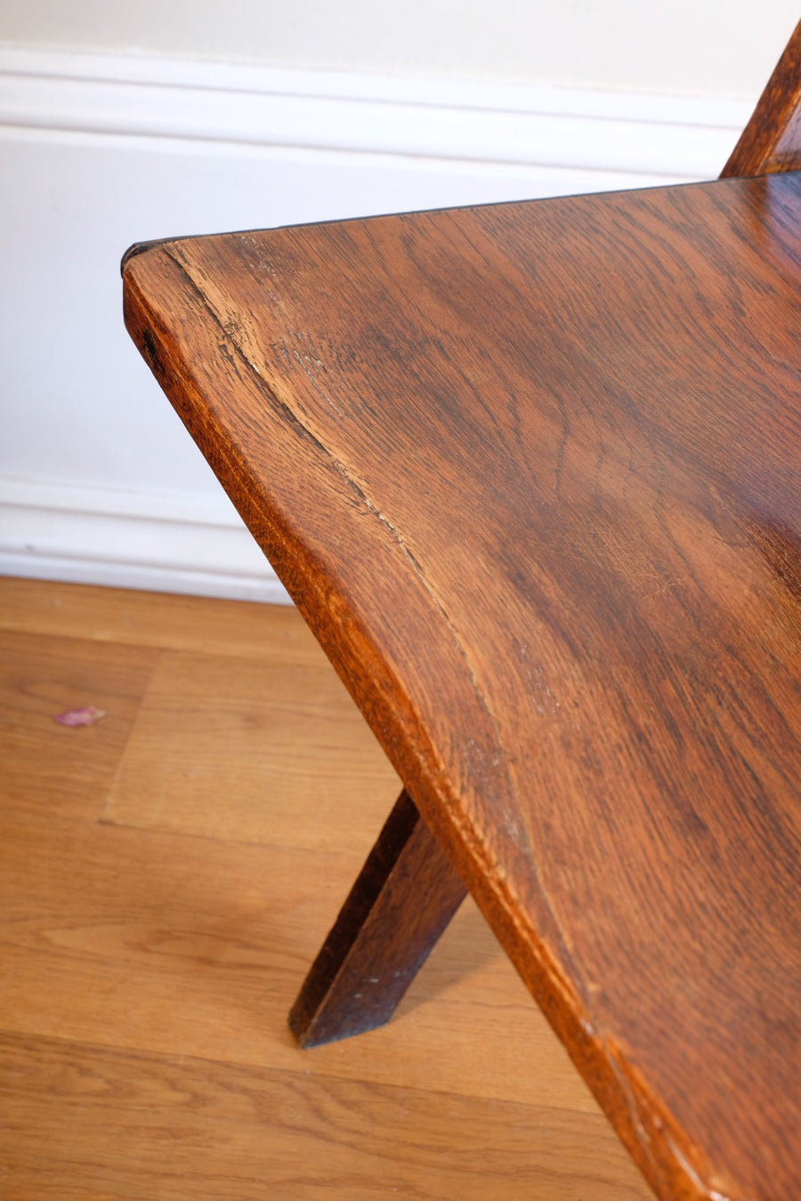 Antique Oak Folding Chapel Saddle Seat Bench Circa 1910