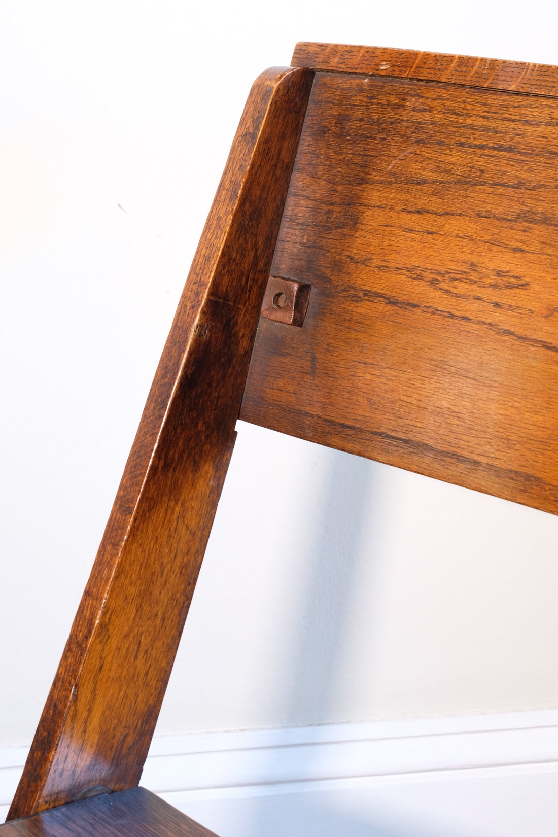 Antique Oak Folding Chapel Saddle Seat Bench Circa 1910
