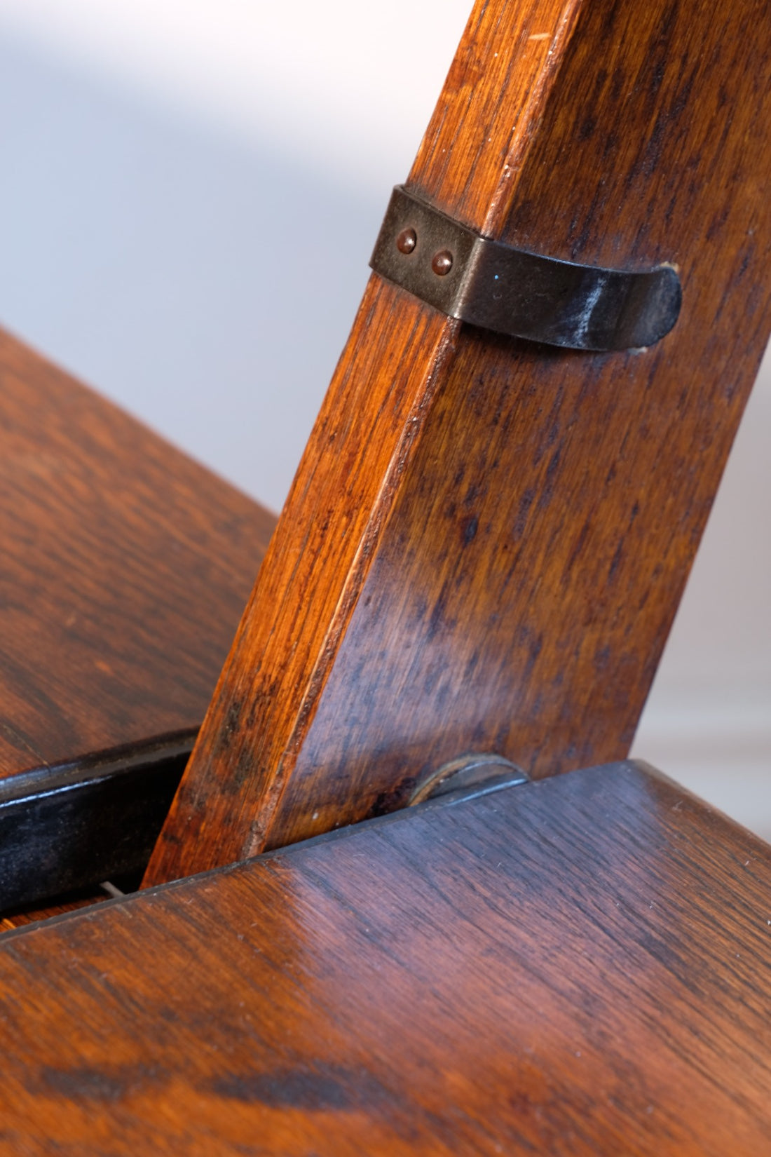 Antique Oak Folding Chapel Saddle Seat Bench Circa 1910