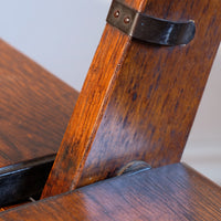 Antique Oak Folding Chapel Saddle Seat Bench Circa 1910