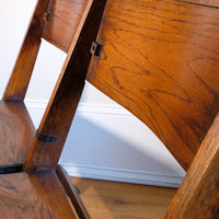 Antique Oak Folding Chapel Saddle Seat Bench Circa 1910