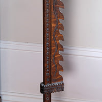Rare Arts & Crafts Carved Oak Ratchet Adjustable Candle Stand