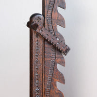 Rare Arts & Crafts Carved Oak Ratchet Adjustable Candle Stand