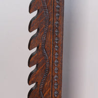 Rare Arts & Crafts Carved Oak Ratchet Adjustable Candle Stand