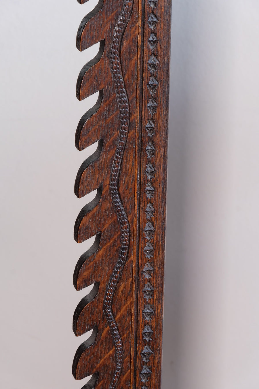 Rare Arts & Crafts Carved Oak Ratchet Adjustable Candle Stand