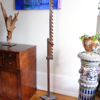 Rare Arts & Crafts Carved Oak Ratchet Adjustable Candle Stand