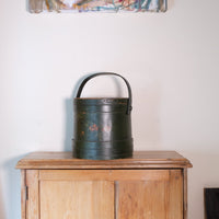19th century American folk art painted bentwood box moss green floral
