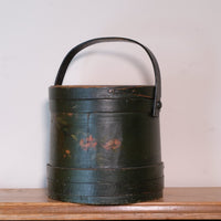19th century American folk art painted bentwood box moss green floral