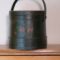 19th century American folk art painted bentwood box moss green floral