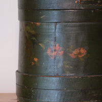 19th century American folk art painted bentwood box moss green floral