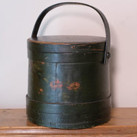 19th century American folk art painted bentwood box moss green floral
