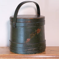 19th century American folk art painted bentwood box moss green floral